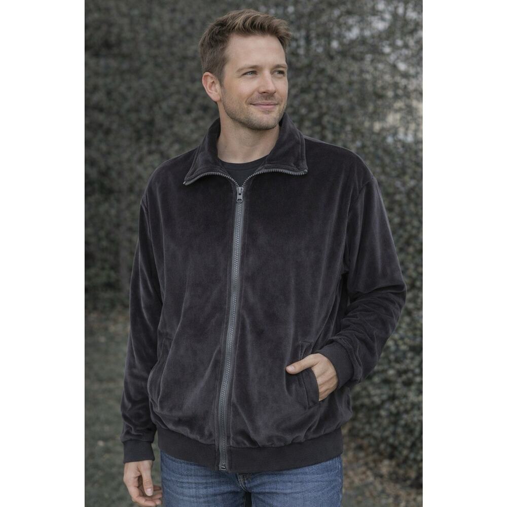 Coofandy Men’s Full Zip Velour Tracksuit Jacket Size Large Black
